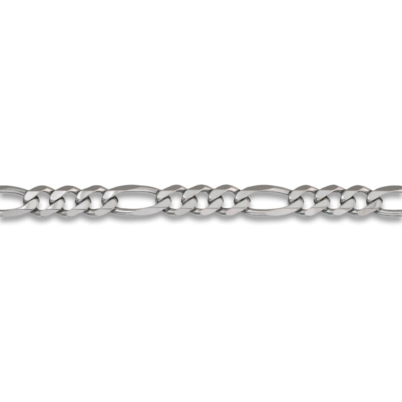 Solid Figaro Chain Necklace 14K White Gold 22" 5.35mm