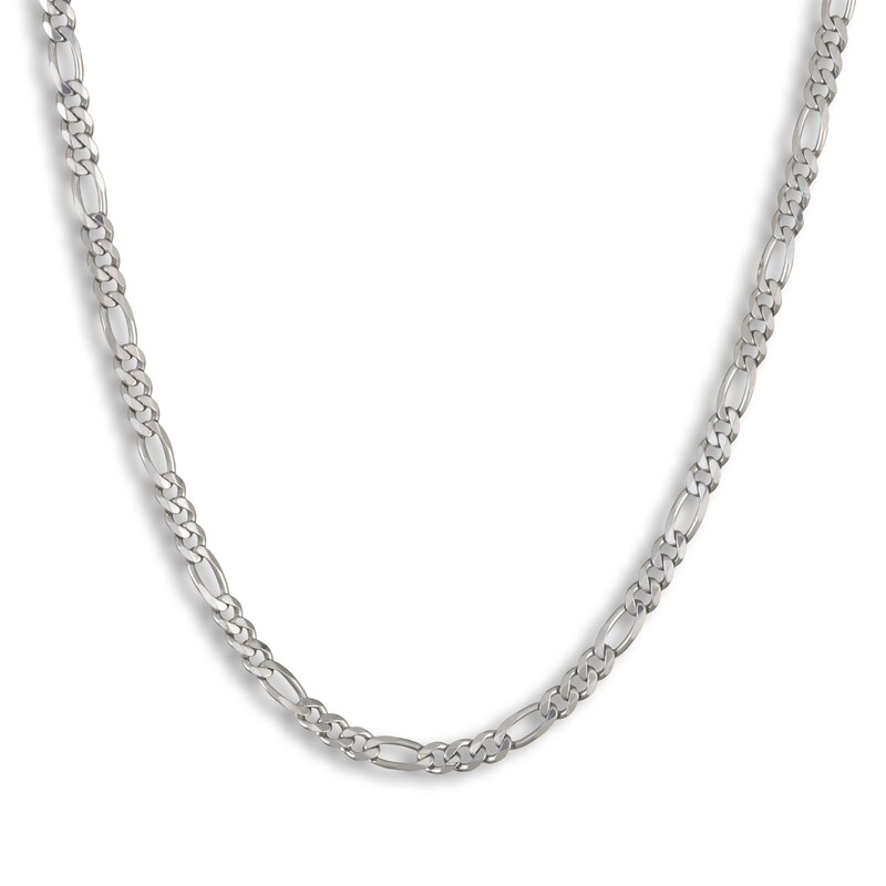 Main Image 4 of Solid Figaro Chain Necklace 14K White Gold 22" 5.35mm