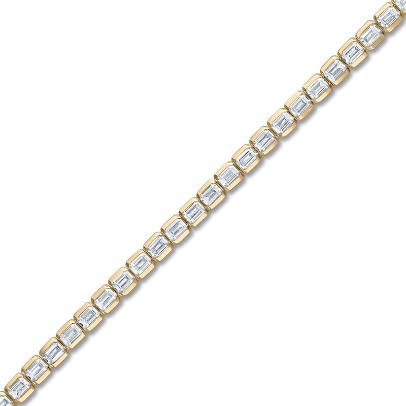 Main Image 2 of Lab-Grown Diamond Tennis Bracelet 5-1/5 ct tw Emerald-cut 14K Yellow Gold 7"