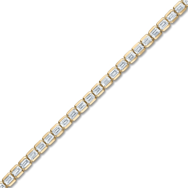 Lab-Created Diamond Bracelet 5-1/5 ct tw Emerald-cut 14K Yellow Gold 7"