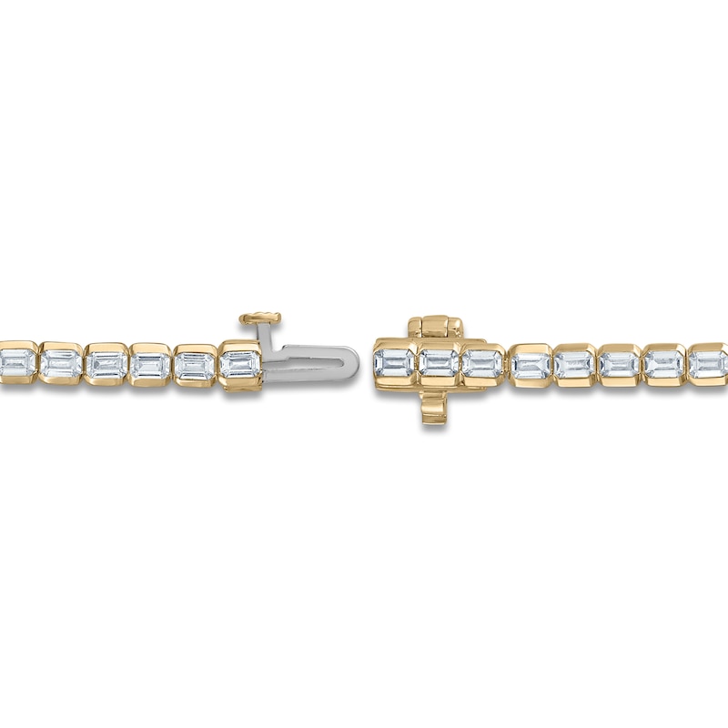 Main Image 3 of Lab-Grown Diamond Tennis Bracelet 5-1/5 ct tw Emerald-cut 14K Yellow Gold 7"