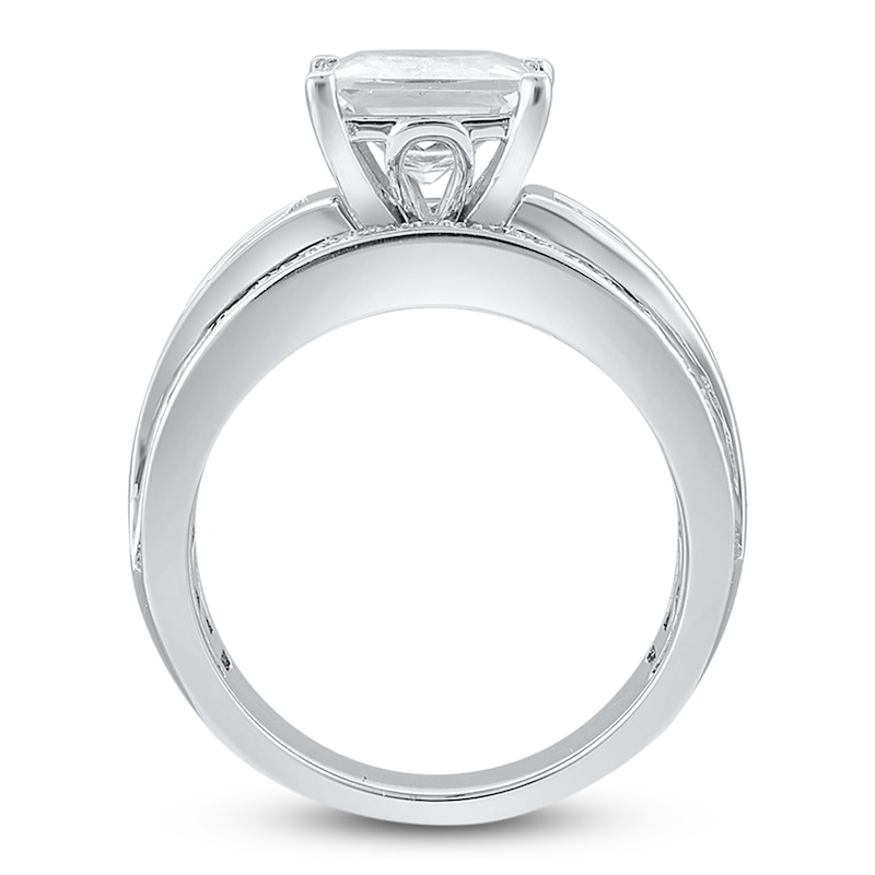 Main Image 2 of Lab-Grown Diamond Engagement Ring 4 ct tw Princess/Round 14K White Gold