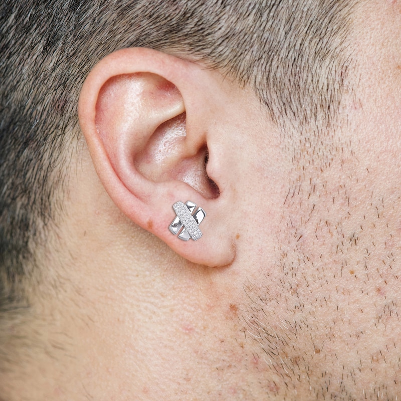 Main Image 3 of Y-Knot Diamond Stud Earrings 3/8 ct tw Round 14K White Gold