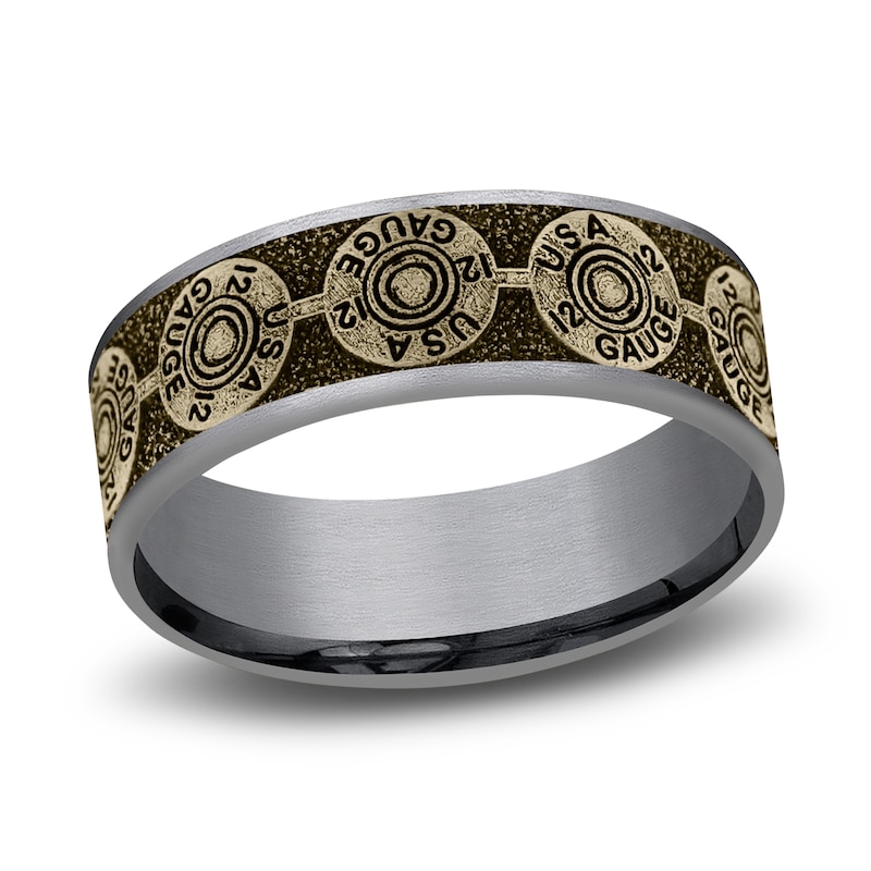 Main Image 1 of Men's Bullet Wedding Band 14K Yellow Gold/Tantalum 7.5mm
