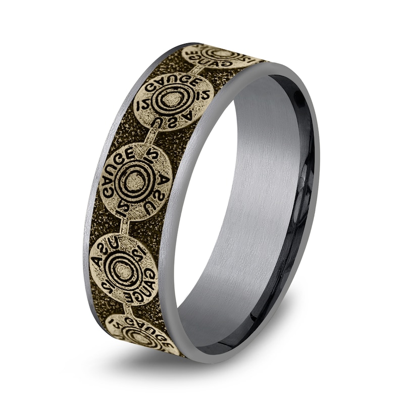 Main Image 2 of Men's Bullet Wedding Band 14K Yellow Gold/Tantalum 7.5mm