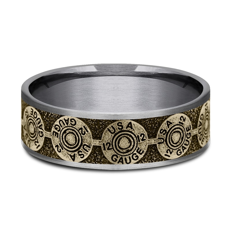 Main Image 3 of Men's Bullet Wedding Band 14K Yellow Gold/Tantalum 7.5mm