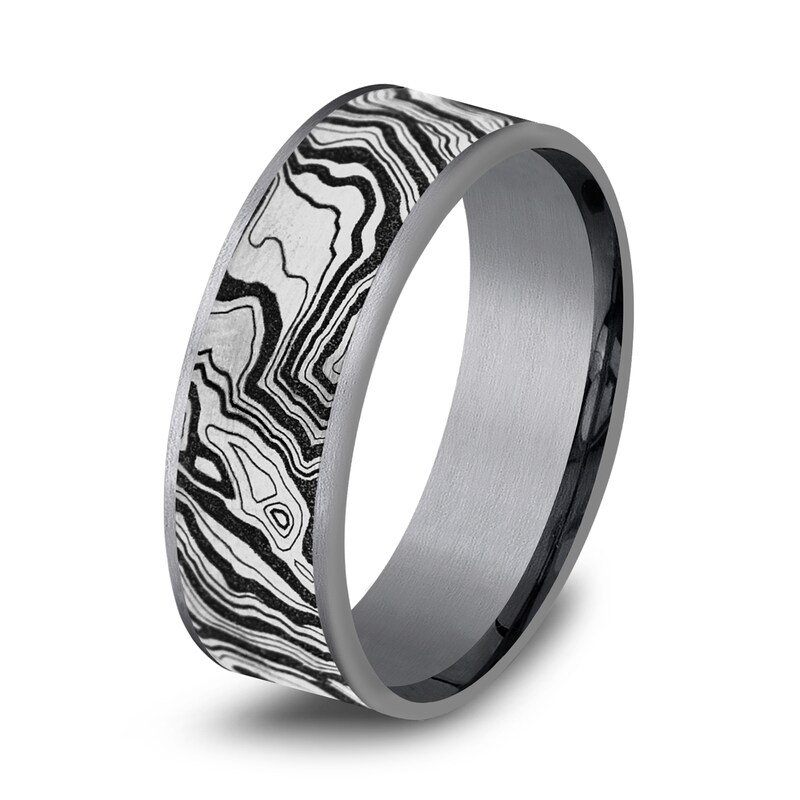Men's Topography Print Wedding Band Tantalum/Titanium 7.5mm