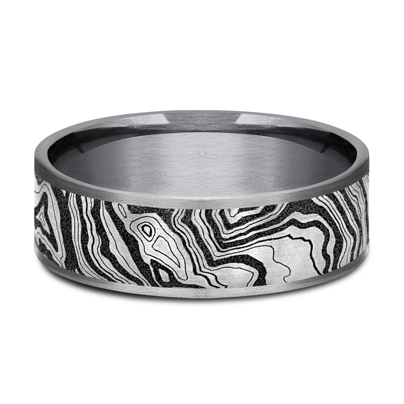 Men's Topography Print Wedding Band Tantalum/Titanium 7.5mm