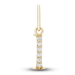 Initial L Necklace Charm Diamond Accents 10K Yellow Gold