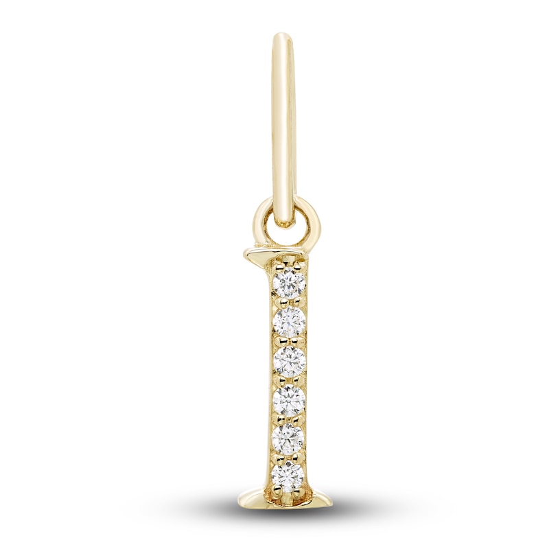 Main Image 1 of Initial L Necklace Charm Diamond Accents 10K Yellow Gold