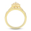 Thumbnail Image 4 of Diamond Double Halo Bridal Set 5/8 ct tw Marquise/Round 14K Yellow Gold