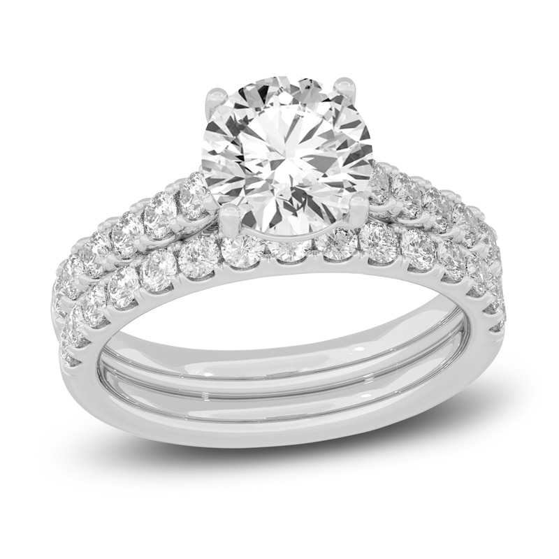 Lab-Created Diamond Bridal Set 3 ct tw Round 14K White Gold