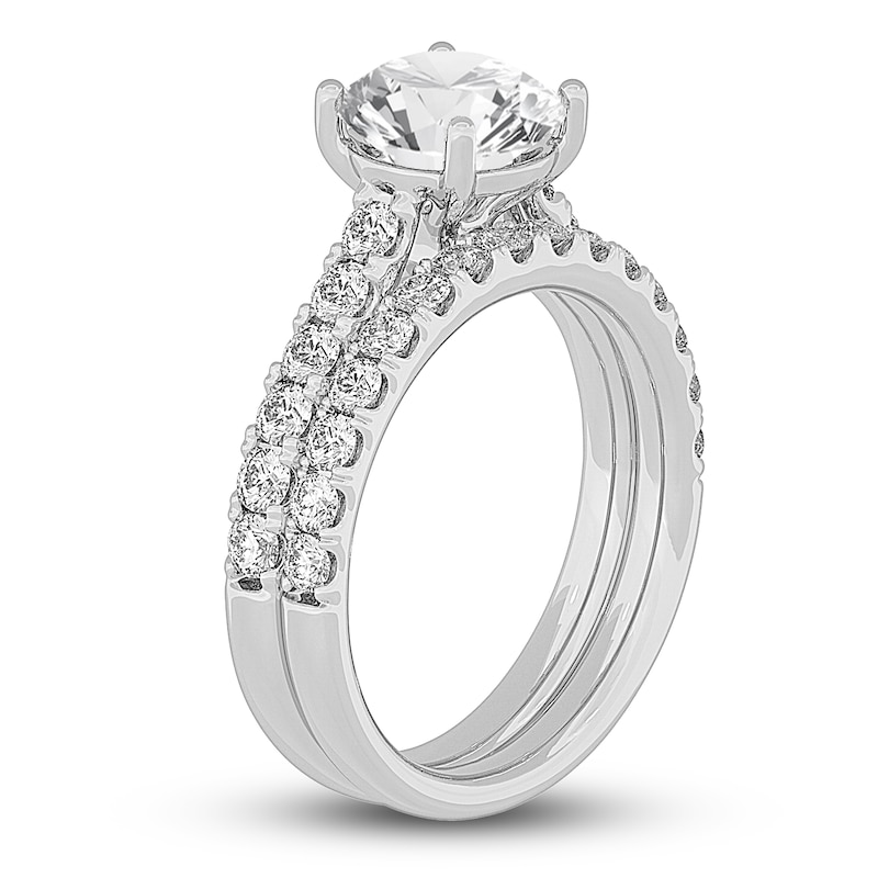 Lab-Created Diamond Bridal Set 3 ct tw Round 14K White Gold