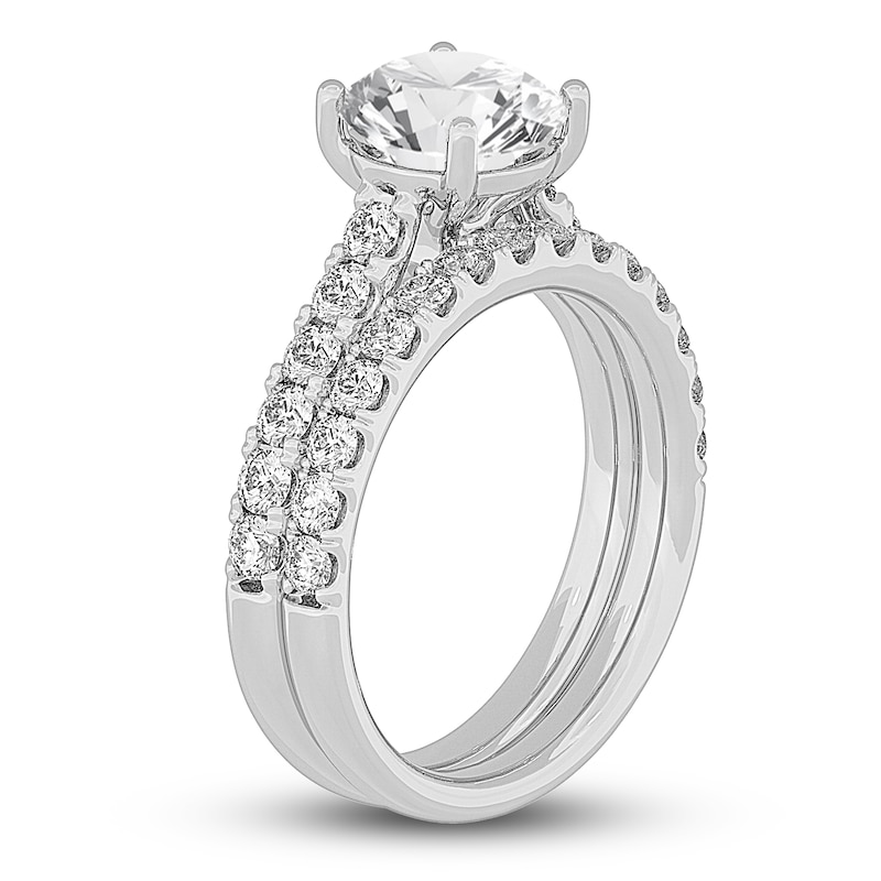 Main Image 2 of Lab-Grown Diamond Bridal Set 3 ct tw Round 14K White Gold