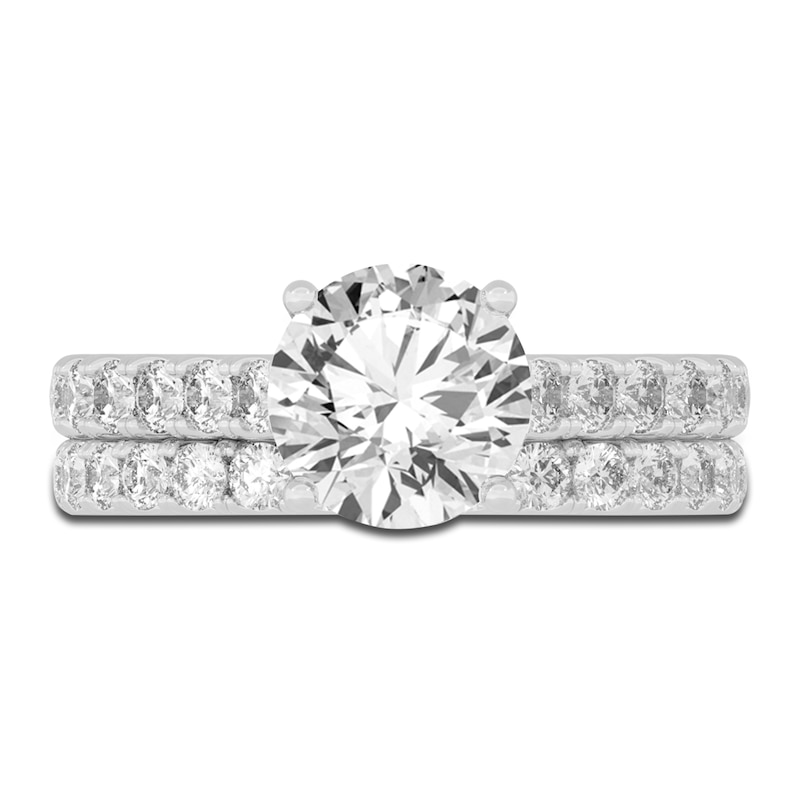 Main Image 3 of Lab-Grown Diamond Bridal Set 3 ct tw Round 14K White Gold
