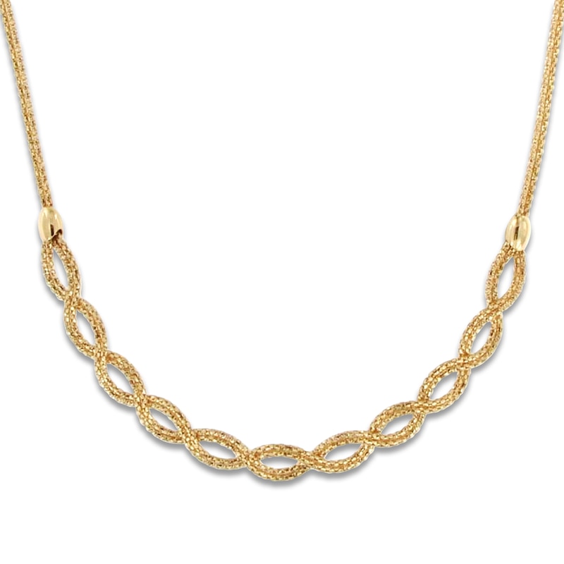Main Image 1 of Italia D'Oro Braided Chain Necklace 14K Yellow Gold 17"
