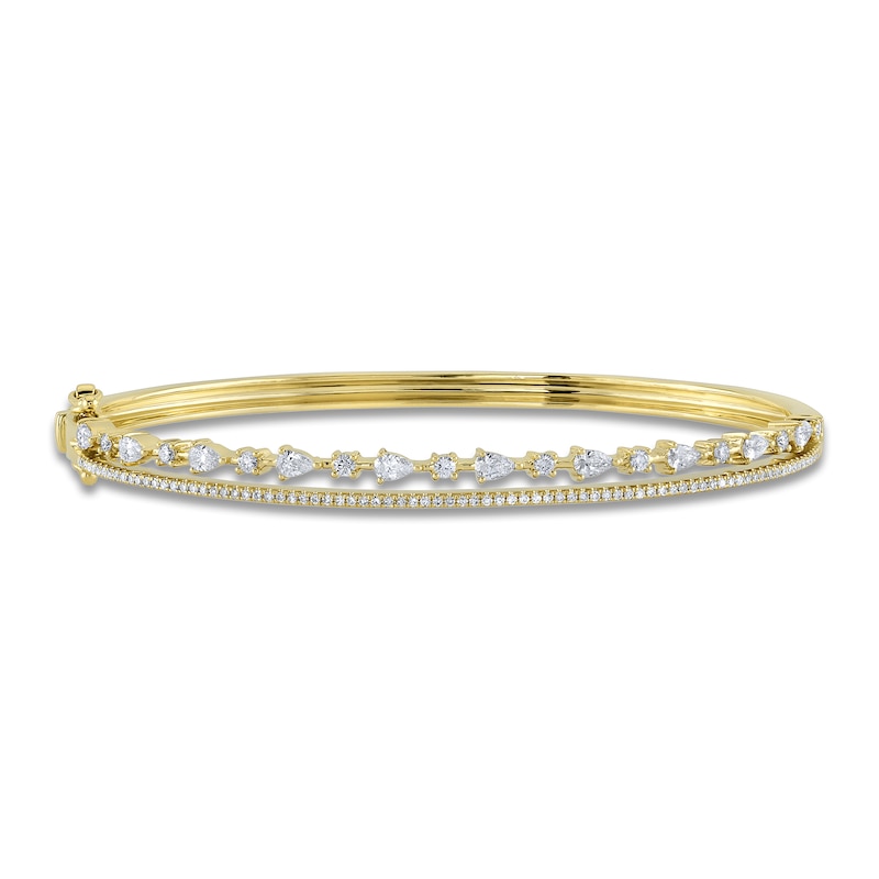 Main Image 1 of Shy Creation Diamond Bangle Bracelet 7/8 ct tw Round/Pear 14K Yellow Gold SC55025103ZS