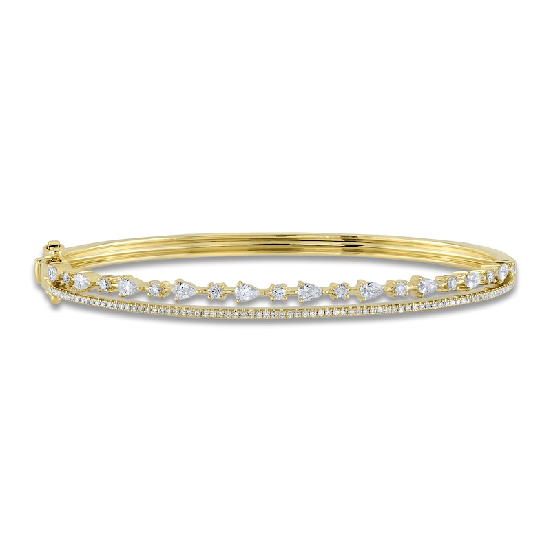 Shy Creation Diamond Bangle Bracelet 7/8 ct tw Round/Pear 14K Yellow Gold SC55025103ZS