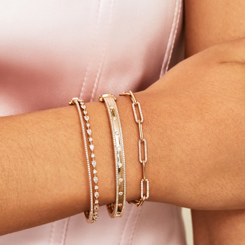 Main Image 4 of Shy Creation Diamond Bangle Bracelet 7/8 ct tw Round/Pear 14K Yellow Gold SC55025103ZS