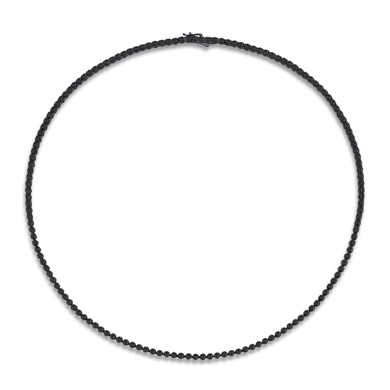 Leather choker necklace for men with black diamonds pendant