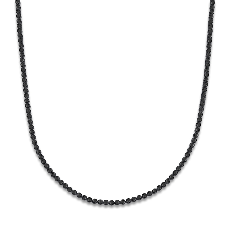 Main Image 2 of Men's Black Diamond Tennis Necklace 5 ct tw Round 10K White Gold 22"