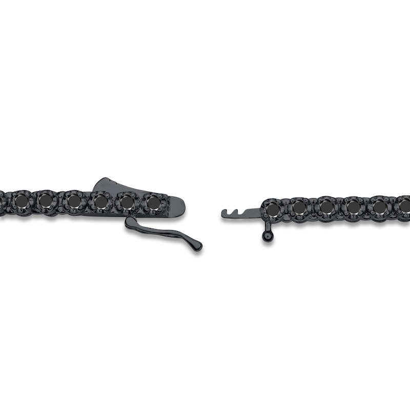 Main Image 3 of Men's Black Diamond Tennis Necklace 5 ct tw Round 10K White Gold 22"