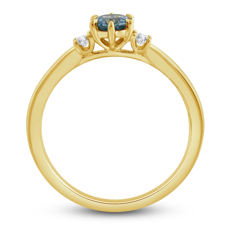 Main Image 2 of Montana Blue Round-Cut Natural Sapphire Ring 1/15 ct tw Diamonds 14K Yellow Gold