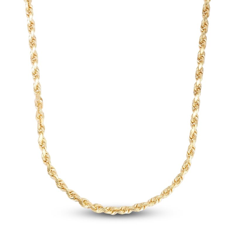 Men's Solid Diamond-Cut Rope Chain Necklace 14K Yellow Gold 24" 5.4mm