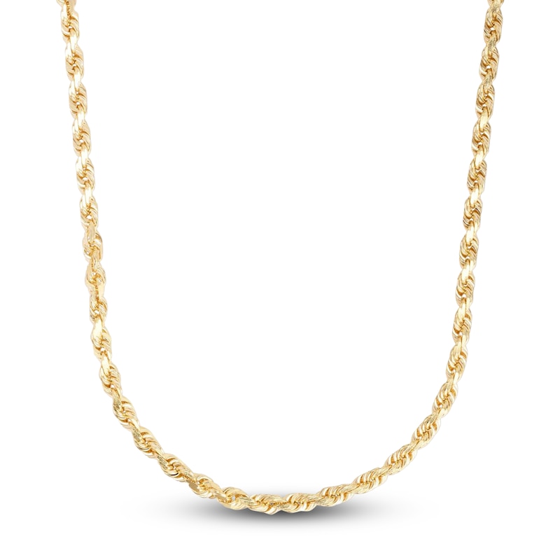 Main Image 1 of Men's Solid Diamond-Cut Rope Chain Necklace 14K Yellow Gold 24" 5.4mm