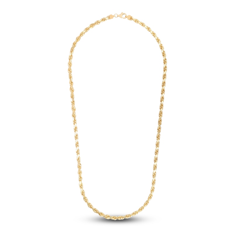 Main Image 2 of Men's Solid Diamond-Cut Rope Chain Necklace 14K Yellow Gold 24" 5.4mm