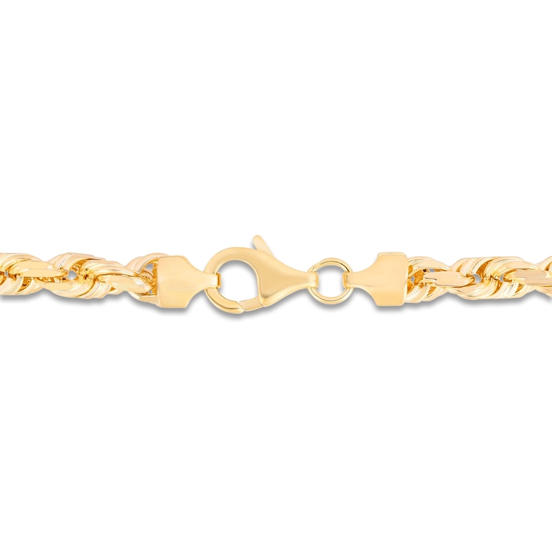 Main Image 3 of Men's Solid Diamond-Cut Rope Chain Necklace 14K Yellow Gold 24" 5.4mm