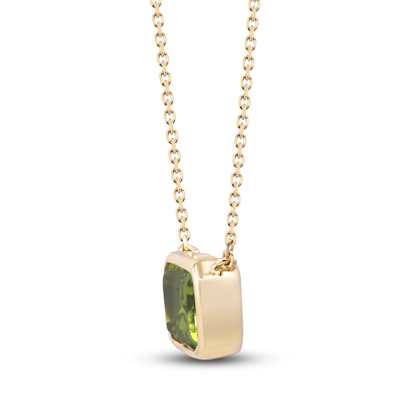 Natural Peridot Necklace 1/20 ct tw Diamonds 14K Yellow Gold 18"