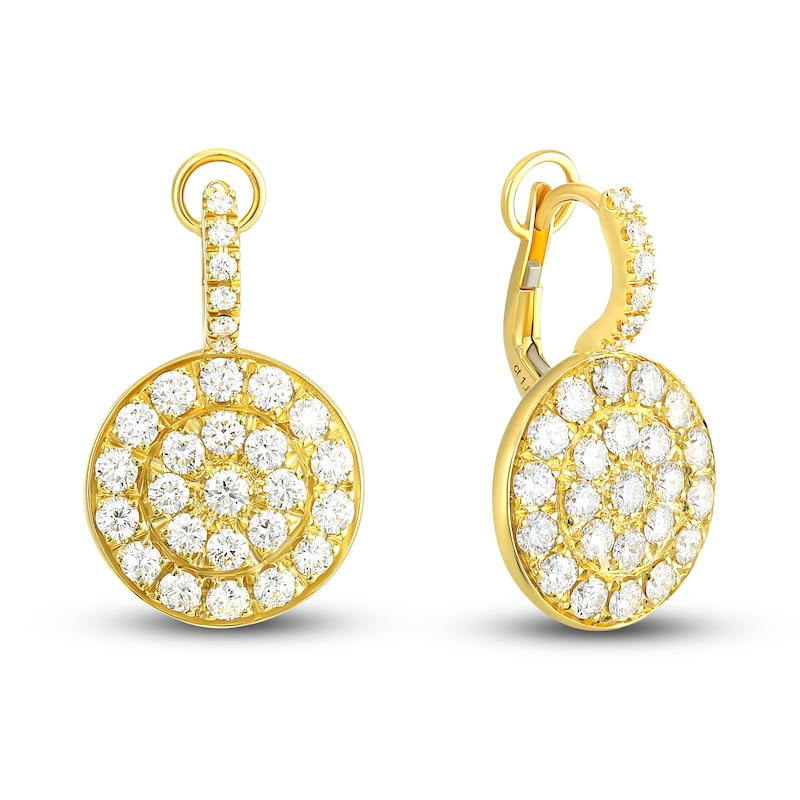 Crivelli Diamond Disk Earrings 1-3/4 ct tw Round 18K Yellow Gold