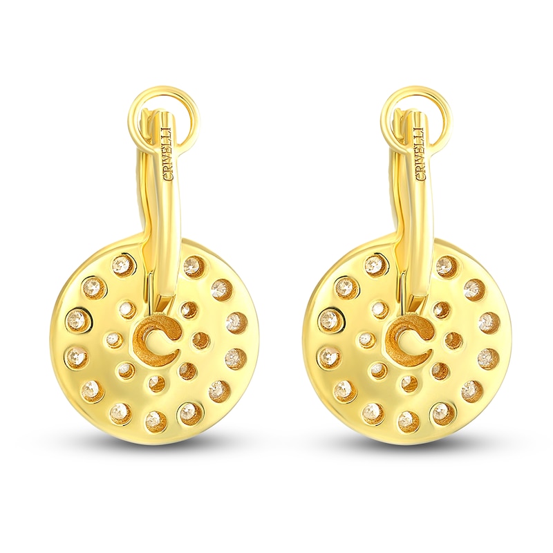 Crivelli Diamond Disk Earrings 1-3/4 ct tw Round 18K Yellow Gold