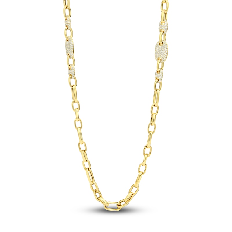 Crivelli Diamond Link Necklace 11-3/4 ct tw Round 18K Yellow Gold 30"