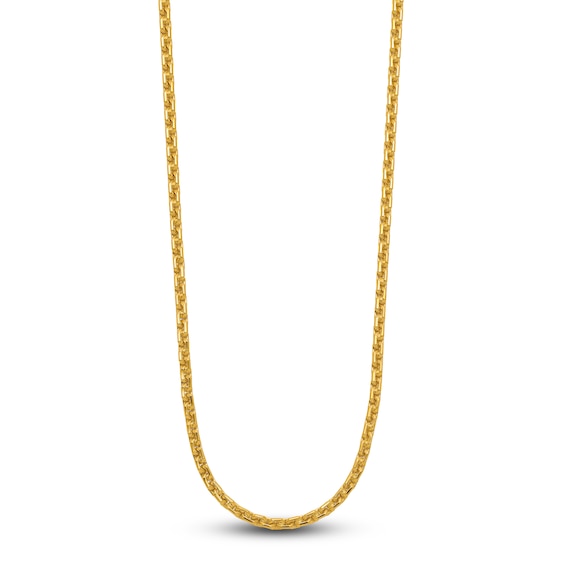 High-Polish Square Oval Chain Necklace 24K Yellow Gold 18" 3.5mm