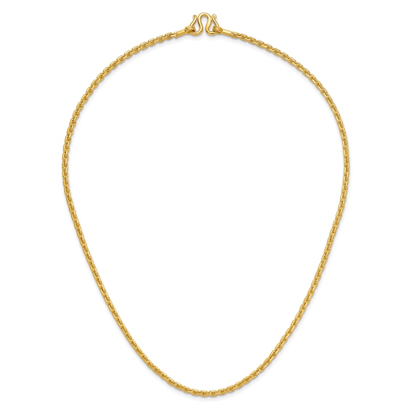 Main Image 2 of High-Polish Square Oval Chain Necklace 24K Yellow Gold 18" 3.5mm