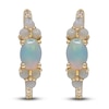 Thumbnail Image 1 of Natural Opal & Diamond Hoop Earrings 1/10 ct tw 14K Yellow Gold