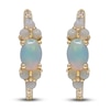 Thumbnail Image 0 of Natural Opal & Diamond Hoop Earrings 1/10 ct tw 14K Yellow Gold