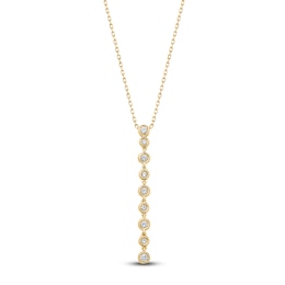 Diamond Bezel Drop Necklace 1/4 ct tw 14K Yellow Gold