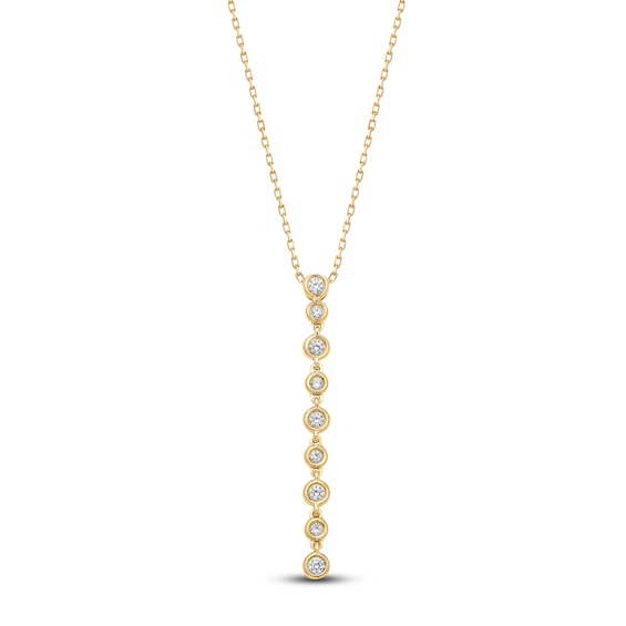 Diamond Bezel Drop Necklace 14 ct tw 14K Yellow Gold