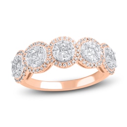 Round, Princess & Marquise-Cut Diamond Halo Anniversary Band 1 ct tw 14K Rose Gold