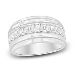 Men's Lab-Grown Diamond Ring 3 ct tw Emerald-cut 14K White Gold