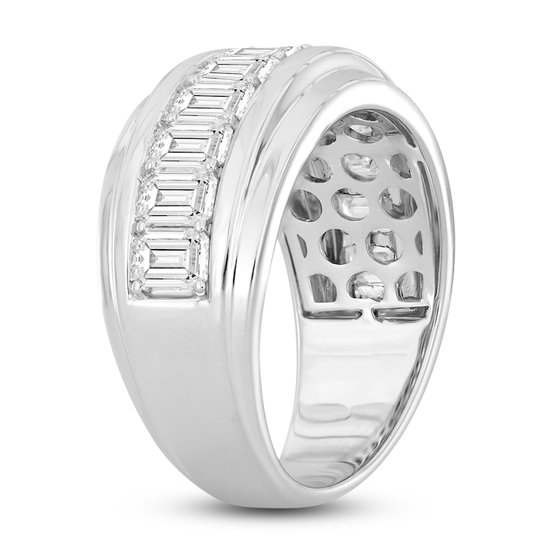 Main Image 2 of Men's Lab-Grown Diamond Ring 3 ct tw Emerald-cut 14K White Gold