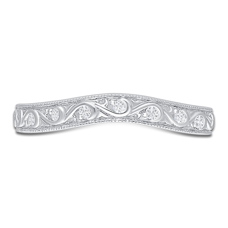 Main Image 3 of Contour Wedding Band Round Diamond Accents 14K White Gold
