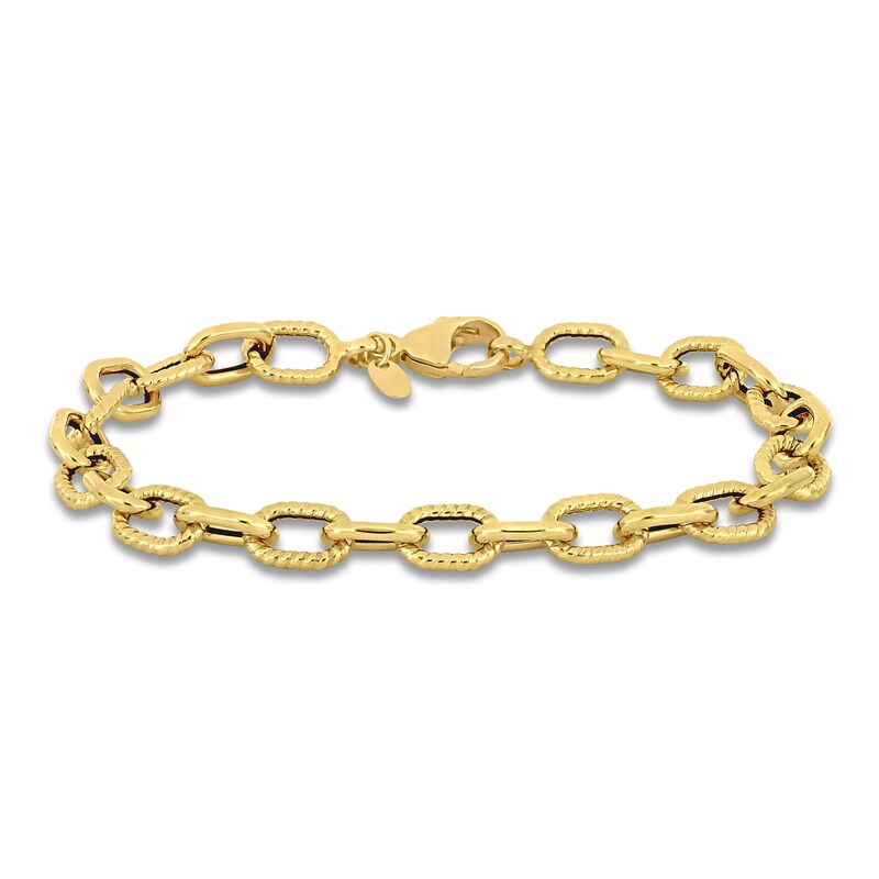 Main Image 1 of Textured Link Bracelet 14K Yellow Gold 8&quot;