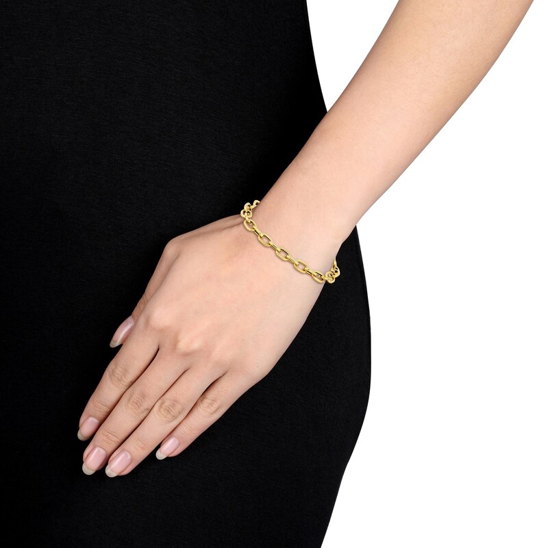 Main Image 4 of Textured Link Bracelet 14K Yellow Gold 8&quot;