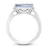 Thumbnail Image 4 of Baguette-Cut Natural Aquamarine & Diamond Ring 1/15 ct tw 14K White Gold
