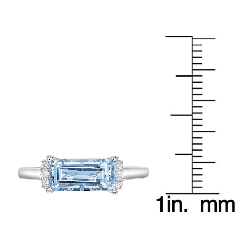 Main Image 5 of Baguette-Cut Natural Aquamarine & Diamond Ring 1/15 ct tw 14K White Gold
