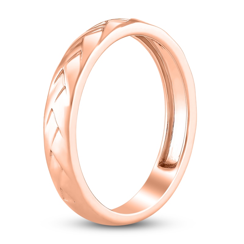 High-Polish Weave Wedding Band 14K Rose Gold 3.36mm